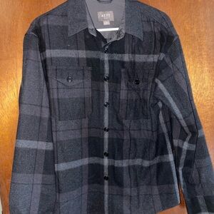 American Eagle Outfitters Wool Black and Gray Plaid Shirt